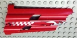 Technic, Panel Fairing # 3 Large Long, Large Holes, Side A with Silver Flames and Fading Checkered Pattern (Sticker) - Set 8279