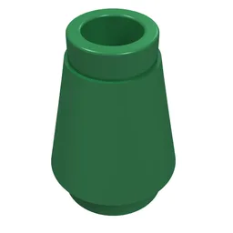 Cone 1 x 1 [Top Groove] / Green