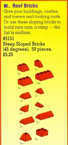 Lego Roof Bricks, Red, 45 Degrees