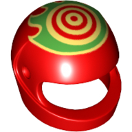 Lego Helmet, Standard with Red Yellow Green Circles print / Red