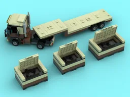 Flatbed Trailer with Cab and Cargo