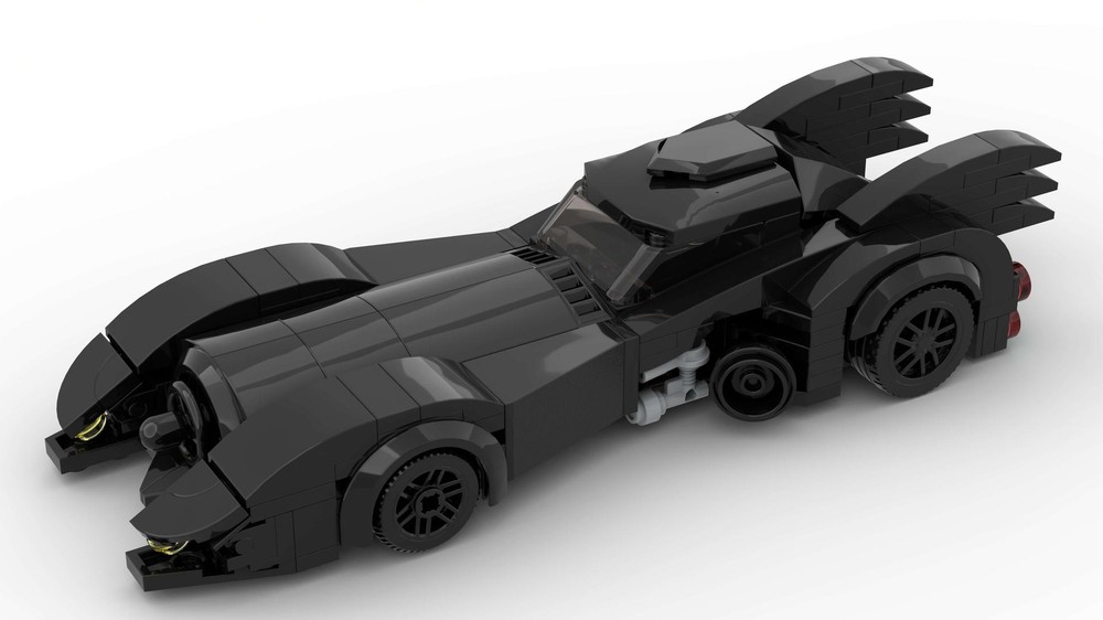 Lego Batmobile from 1989 film in minifig scale