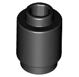 Brick Round 1 x 1 Open Stud / Black