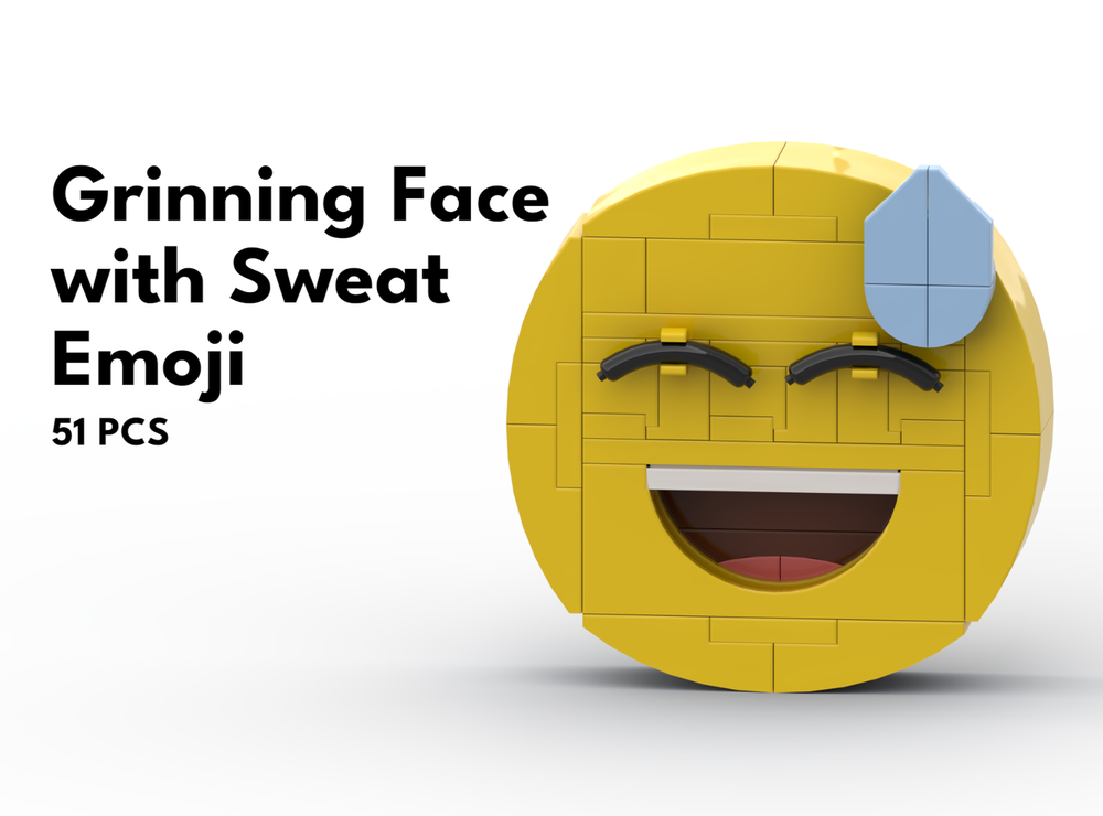 Lego Grinning Face with Sweat Emoji