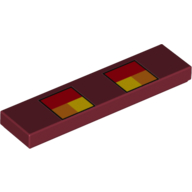 Lego Tile 1 x 4 with Red, Orange and Yellow Squares Minecraft Magma Cube Eyes Print / Dark Red