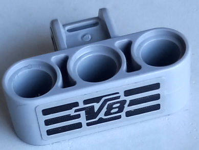 Lego Technic, Axle and Pin Connector Perpendicular Triple with Black 'V8' and Grille Pattern (Sticker) - Set 42106