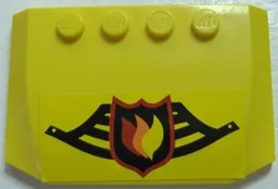 Wedge 4 x 6 x 2/3 Triple Curved with Fire Logo Badge on Black Fire Helmet Pattern (Sticker) - Set 7891