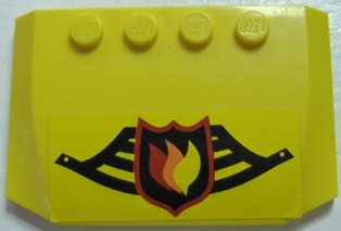 Lego Wedge 4 x 6 x 2/3 Triple Curved with Fire Logo Badge on Black Fire Helmet Pattern (Sticker) - Set 7891