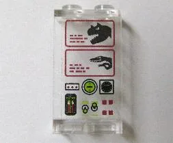 Panel 1 x 2 x 3 - Solid Studs with Dinosaur Computer Screen and Levers Pattern (Sticker) - Set 7297