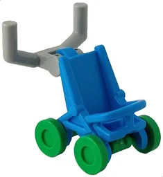 Minifigure, Utensil Stroller / Baby Carriage with Bright Green Wheels and Light Bluish Gray Angular Handlebars (5491 / 2496 / 98397)