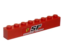 Brick 1 x 8 with Ferrari Logo and 'SF SCUDERIA FERRARI' Pattern (Sticker) - Sets 8153 / 8155