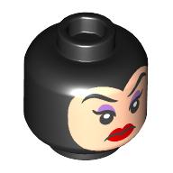 Lego Minifig Head Evil Queen, Light Nougat Face, Medium Lavender Eyeshadow, Red Lips print / Black