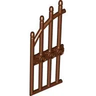 Gate 1 x 4 x 9 Arched with Bars and Three Studs / Reddish Brown