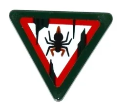 Road Sign 2 x 2 Triangle with Clip with Spider and Dirt Stains Pattern (Sticker) - Set 70604 / Dark Green