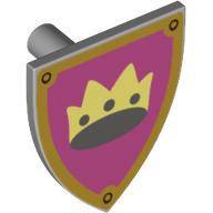 Lego Shield Triangular with Crown on Pink Background and Gold Border Print / Light Bluish Gray