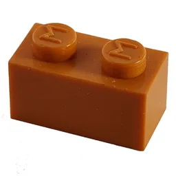 Modulex Brick 1 x 2 with M on Stud / Modulex Orange
