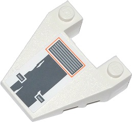 Lego Wedge 4 x 4 Taper with Stud Notches with SW Snowspeeder Vent, Light and Dark Bluish Gray Grille and Scratches Pattern (Sticker) - Set 75049