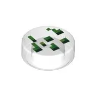 Tile Round 1 x 1 with Green / Dark Green Pixelated Wheat Seeds Print