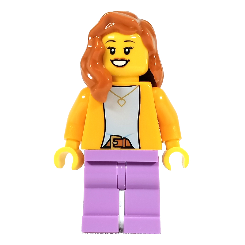 Lego Orange Torso, Medium Lavender Legs, Dark Orange Hair