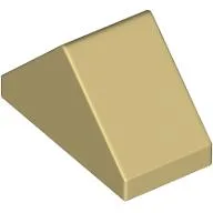 Brick Sloped 45° 2 x 1 Double with Ovoid Bottom Pin / Tan