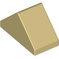 Lego Brick Sloped 45° 2 x 1 Double with Ovoid Bottom Pin / Tan