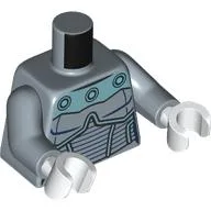 Torso Armor, Silver and Metal Green Panels Print, Sand Blue Arms, White Hands / Sand Blue