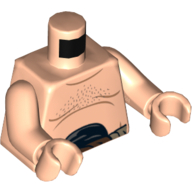 Lego Torso Bare Chest with Hair, Black Belt Print (Malakili), Light Nougat Arms and Hands / Light Nougat