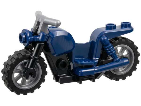 Lego Motorcycle Cruiser with Black Frame, Flat Silver Wheels, and Flat Silver Handlebars