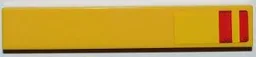 Tile 1 x 6 with 2 Vertical Red Stripes Pattern on End (Sticker) - Set 8186