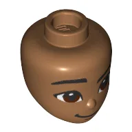 Minidoll Head, Reddish Brown Eyes, Smile Print / Medium Nougat