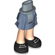 Lego Minidoll Hips and Layered Skirt with Black Shoes, White Laces Print / Sand Blue