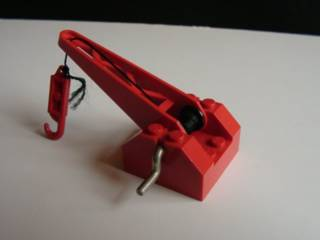 Lego String Reel Winch 4 x 4 x 2 with Sloped Top, Metal Handle, Black Drum and Crane Arm Complete with String and Crane Hook Right