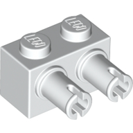Lego Brick Special 1 x 2 with 2 Pins, Square Pin Holes / White