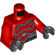 Lego Torso Armor and Silver Belt Print, Red Arms, Black Hands / Red