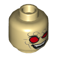 Lego Minifig Head Hobgoblin, Dual Sided, Red Eyes, Dark Tan Lines, Angry Clenched Teeth / Evil Smile Print [Hollow Stud] / Tan