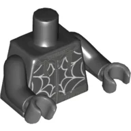 Torso, Hoodie with White Spider Web Print, Black Arms, Dark Bluish Gray Hands / Black