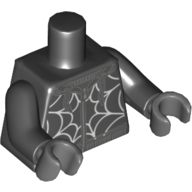 Lego Torso Hoodie with White Spider Web Print, Black Arms, Dark Bluish Gray Hands / Black