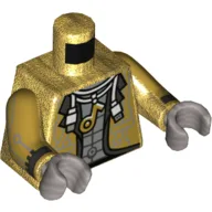 Torso, Jacket, USB Cable, Necklace with Music Note Print, Pearl Gold Arms with Cuffs and Circuitry Print, Flat Silver Hands / Pearl Gold