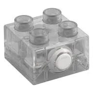 Duplo Light Brick 2 x 2 with White Button, Blue Light / Trans-Clear