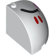 Lego Brick Round Corner 4 x 4 x 3 Quarter Dome Top with Closed Black Eyes, Red Stripes, Bright Pink Cheek, Right