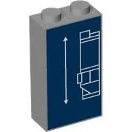Brick 1 x 2 x 3 with White BluePrint Lines on Dark Blue Background Print / Light Bluish Gray