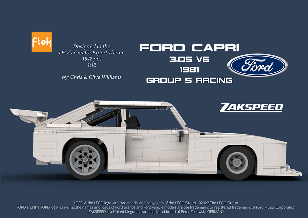 Lego Ford Zakspeed Capri - Mk III - 1981 (Base White)