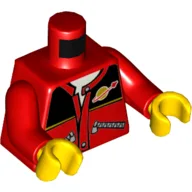 Torso, Jacket with Zips, Black Top, Classic Space Logo, White Undershirt Print, Red Arms, Yellow Hands / Red
