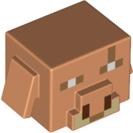 Lego Minifig Head Special, Cube Hog with Dark Tan Snout, Eyes print / Nougat