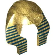 Headdress Nemes (Mummy) with Stud, Dark Blue Stripes Thin Print / Metallic Gold