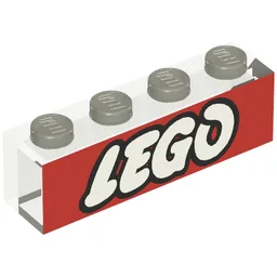 Brick 1 x 4 with LEGO Logo Open "O"/Red Print