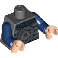 Lego Torso Armor with Large Disc and Chain Mail Print, Dark Blue Arms, Light Nougat Hands / Dark Bluish Gray