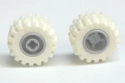 Wheel 11mm D. x 12mm, Hole Notched for Wheels Holder Pin with White Tire Offset Tread Small Wide, Raised Groove (6014b / 60700) / Light Bluish Gray