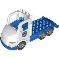 Lego Duplo Truck Large Cab with Blue 4 x 8 Flatbed Plate and Police Badge Print