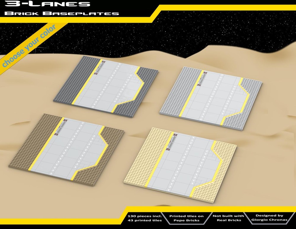 Lego 3-Lanes-Brick-Built Baseplate